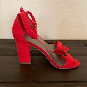 Red block heels